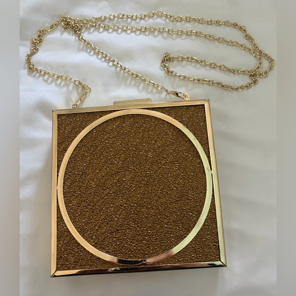 BCBGeneration Handbags - BCBGeneration Gold Square Shoulder Bag with Gold Link Strap NWOT